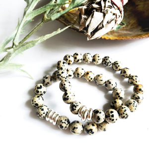 Dalmatian Jasper Bracelet and Sage Set