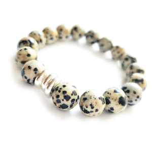 Dalmatian Jasper Bracelet and Sage Set