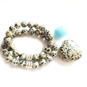 Dalmatian Jasper Bracelet and Sage Set