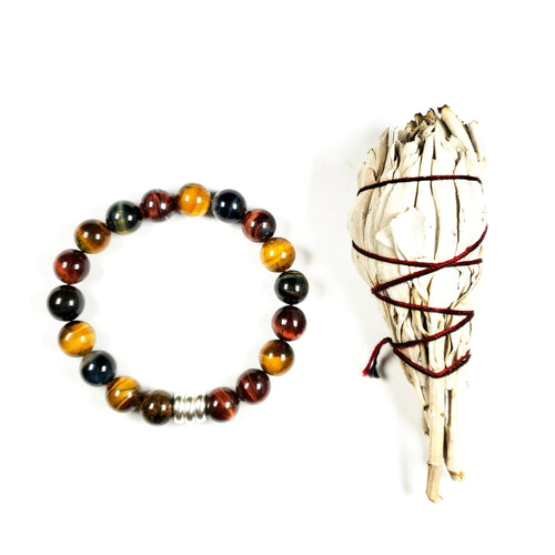 Tiger eye Bracelet and Sage Set