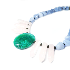 Love Bird, Spikey rose quartz statement necklace