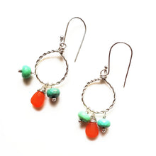 Load image into Gallery viewer, Be You : Fire Opal, Chrysoprase,  hoop earrings