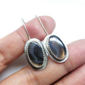 FRAGMENT OF FOREST : Botswana agate silver earrings