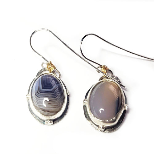 BEFORE DAWN-1 : Dendritic Agate Earrings