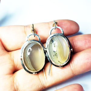 BEFORE DAWN-3 : Dendritic Agate Earrings