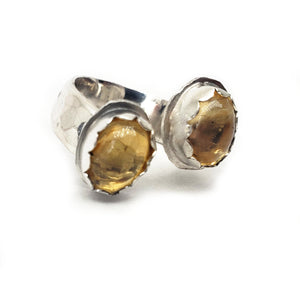 LOVE VIBRATION : Citrine Silver Ring , Ring size 10, Happiness, Joy , Wealth