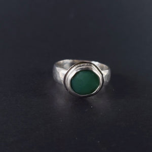 BE LOVED : Chrysoprase Silver Ring , Love, Healing, Joy