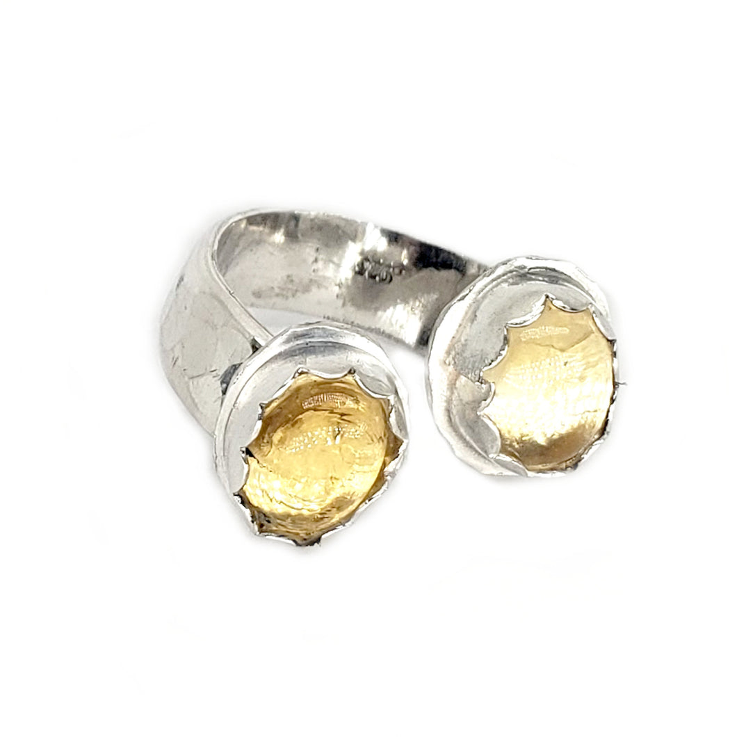 LOVE VIBRATION : Citrine Silver Ring , Ring size 10, Happiness, Joy , Wealth