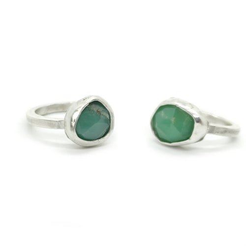 HEAL YOUR HEART : Chrysoprase Silver Pinky Ring,  Love, Healing, Joy