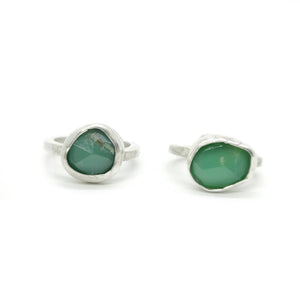 HEAL YOUR HEART : Chrysoprase Silver Pinky Ring,  Love, Healing, Joy