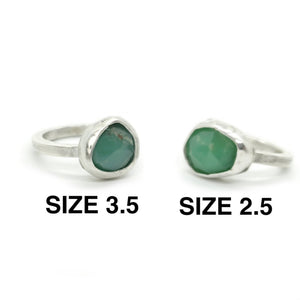 HEAL YOUR HEART : Chrysoprase Silver Pinky Ring,  Love, Healing, Joy