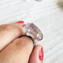 Load image into Gallery viewer, Raw Amethyst Silver Ring,  Size 3 1/2