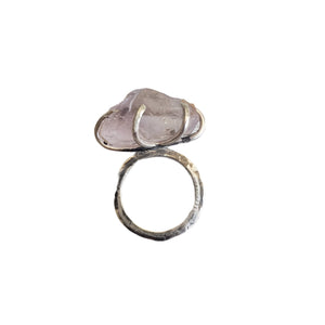 Raw Amethyst Silver Ring,  Size 3 1/2