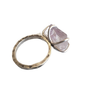 Raw Amethyst Silver Ring,  Ring Size 7 3/4,