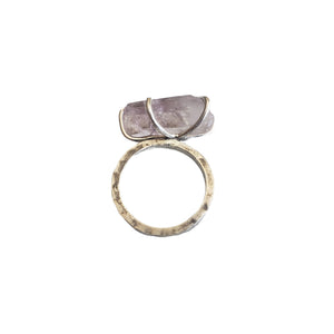 Raw Amethyst Silver Ring,  Ring Size 7 3/4,