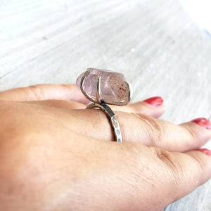 Raw Amethyst Silver Ring, Ring Size 11 1/4