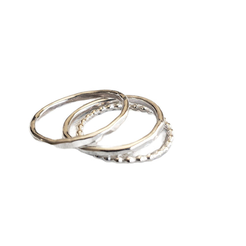 Stackable Silver Ring , A set of 3 mix rings,