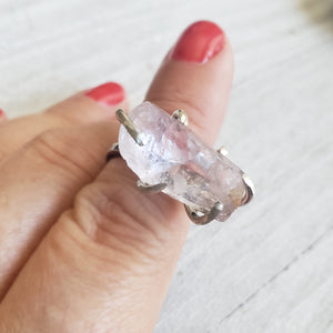 Raw Amethyst Silver Ring,  Size 3 1/2