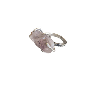 Raw Amethyst Silver Ring,  Size 3 1/2