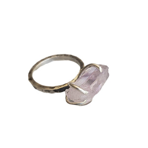 Raw Amethyst Silver Ring,  Ring Size 7 3/4,