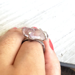 Raw Amethyst Silver Ring,  Ring Size 7 3/4,