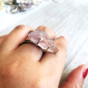 Raw Amethyst Silver Ring, Ring Size 11 1/4