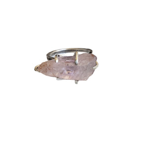 Raw Amethyst Silver Ring, Ring Size 11 1/4