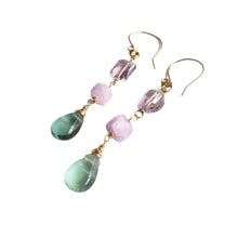 Load image into Gallery viewer, Mix Gemstone Earrings, (Amethyst, Moonstone, Fluorite)