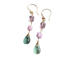 Load image into Gallery viewer, Mix Gemstone Earrings, (Amethyst, Moonstone, Fluorite)