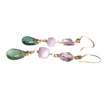 Load image into Gallery viewer, Mix Gemstone Earrings, (Amethyst, Moonstone, Fluorite)