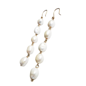 Freshwater pearl long earrings