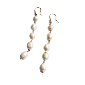 Freshwater pearl long earrings