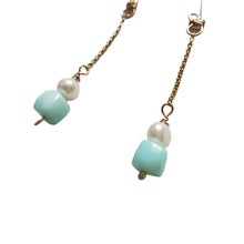 Load image into Gallery viewer, Peruvian Opal and pearl dangle earrings