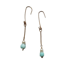 Load image into Gallery viewer, Peruvian Opal and pearl dangle earrings