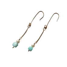 Load image into Gallery viewer, Peruvian Opal and pearl dangle earrings