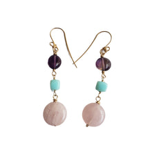 Load image into Gallery viewer, Mix Gemstone Earrings (Amethyst, Rose Quartz, Peruvian Opal)