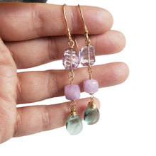 Load image into Gallery viewer, Mix Gemstone Earrings, (Amethyst, Moonstone, Fluorite)