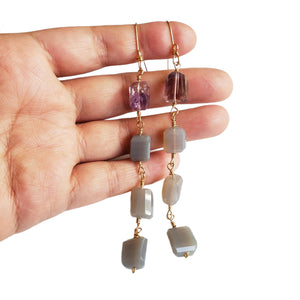 Long Gemstone Earrings