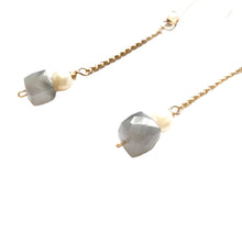 Load image into Gallery viewer, Chalcedony and pearl dangle earrings