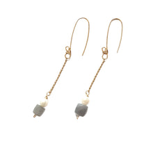 Load image into Gallery viewer, Chalcedony and pearl dangle earrings