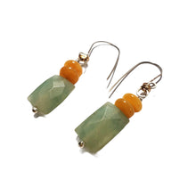 Load image into Gallery viewer, Green aventurine and yellow jade earrings