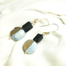 Load image into Gallery viewer, Blue Opal and Onyx Earrings