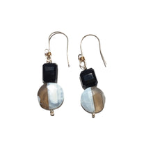 Load image into Gallery viewer, Blue Opal and Onyx Earrings