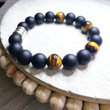 Load image into Gallery viewer, Onyx and Tiger Eye Bracelet