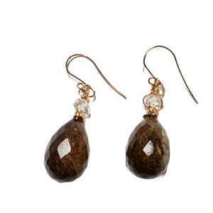 Bronzite and Herkimer Diamond Earrings