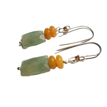 Load image into Gallery viewer, Green aventurine and yellow jade earrings