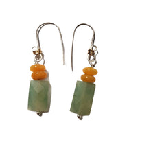 Load image into Gallery viewer, Green aventurine and yellow jade earrings