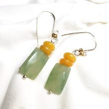 Load image into Gallery viewer, Green aventurine and yellow jade earrings