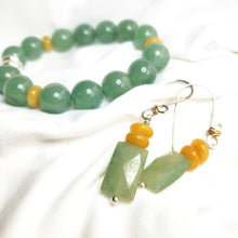 Load image into Gallery viewer, Green aventurine and yellow jade earrings