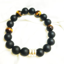 Load image into Gallery viewer, Onyx and Tiger Eye Bracelet